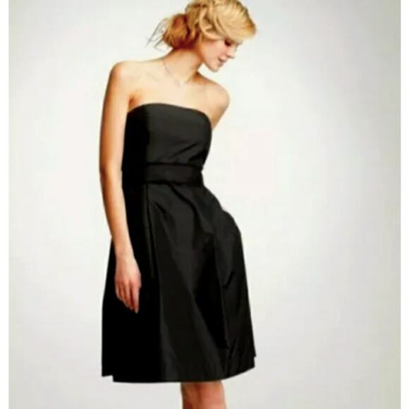 Ann Taylor 4 NWT Womens Black Silk Taffeta Strapless Bridesmaid Cocktail Dress - Picture 1 of 9